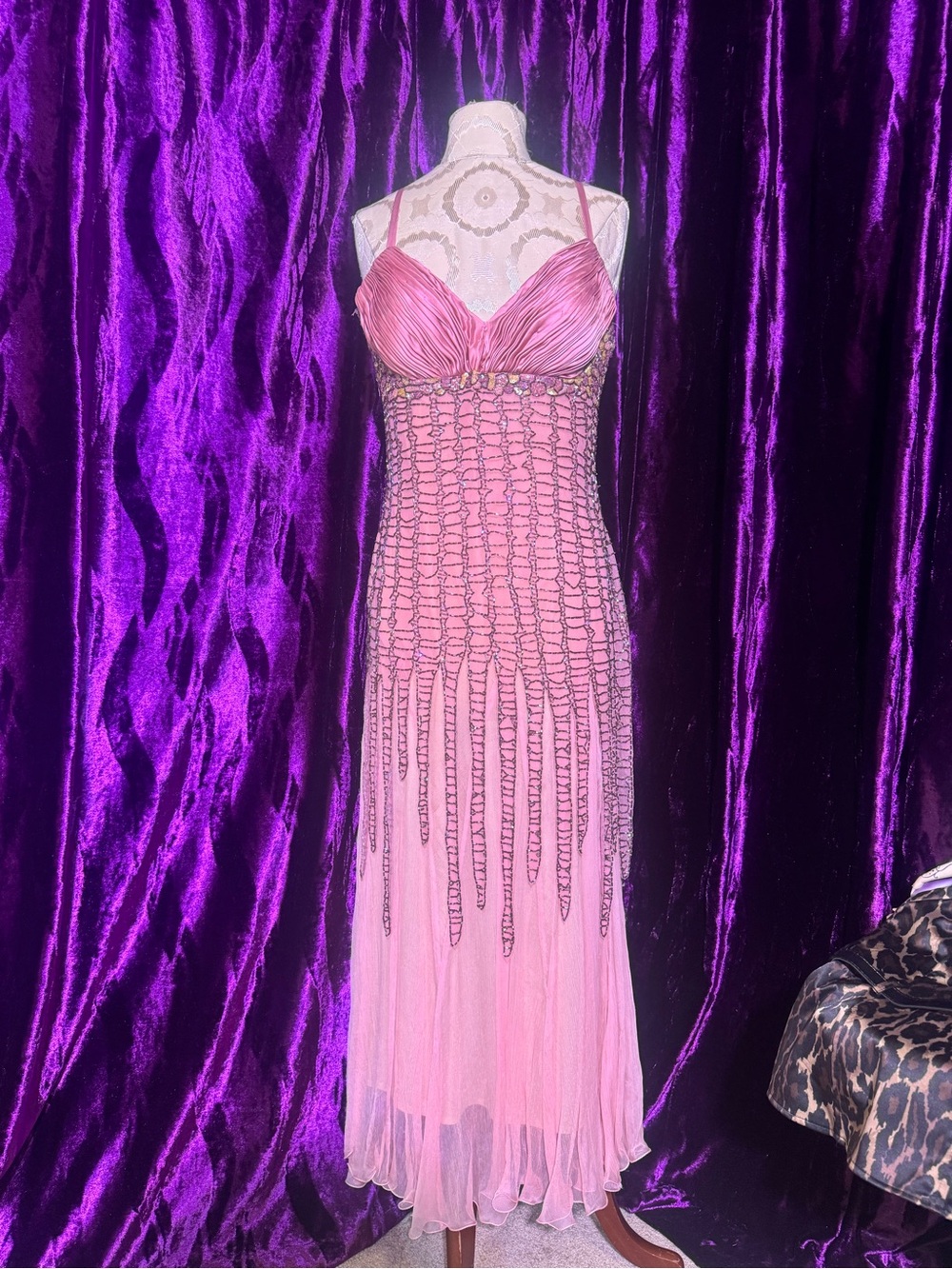 Silk Beaded Pink Princess Whimsical Dress